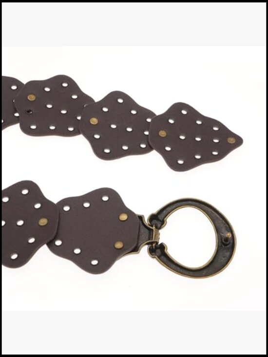 Hollow Wide PU Leather Belt with Metal Buckle Western Cowgirl Waist Belt